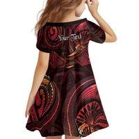 Personalised Polynesia Zodiac Aries Kid Short Sleeve Dress Galaxy Polynesian Pattern Chest Tattoo Style LT14 - Polynesian Pride