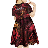 Personalised Polynesia Zodiac Aries Kid Short Sleeve Dress Galaxy Polynesian Pattern Chest Tattoo Style LT14 - Polynesian Pride