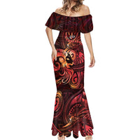 Personalised Polynesia Zodiac Aries Mermaid Dress Galaxy Polynesian Pattern Chest Tattoo Style LT14 - Polynesian Pride