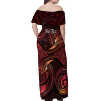 Personalised Polynesia Zodiac Aries Off Shoulder Maxi Dress Galaxy Polynesian Pattern Chest Tattoo Style LT14 - Polynesian Pride