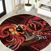 Personalised Polynesia Zodiac Aries Round Carpet Galaxy Polynesian Pattern Chest Tattoo Style LT14 Red - Polynesian Pride