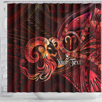 Personalised Polynesia Zodiac Aries Shower Curtain Galaxy Polynesian Pattern Chest Tattoo Style LT14 - Polynesian Pride