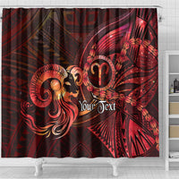 Personalised Polynesia Zodiac Aries Shower Curtain Galaxy Polynesian Pattern Chest Tattoo Style LT14 - Polynesian Pride