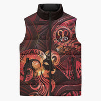 Personalised Polynesia Zodiac Aries Sleeveless Puffer Jacket Galaxy Polynesian Pattern Chest Tattoo Style LT14 Unisex Red - Polynesian Pride