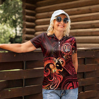 Personalised Polynesia Zodiac Aries Women Polo Shirt Galaxy Polynesian Pattern Chest Tattoo Style LT14 - Polynesian Pride