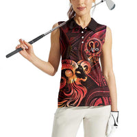 Personalised Polynesia Zodiac Aries Women Sleeveless Polo Shirt Galaxy Polynesian Pattern Chest Tattoo Style LT14 - Polynesian Pride