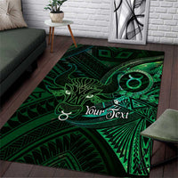 Personalised Polynesia Zodiac Taurus Area Rug Galaxy Polynesian Pattern Chest Tattoo Style LT14 Green - Polynesian Pride