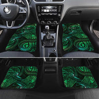 Personalised Polynesia Zodiac Taurus Car Mats Galaxy Polynesian Pattern Chest Tattoo Style LT14 Set 4pcs Green - Polynesian Pride