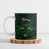 Personalised Polynesia Zodiac Taurus Ceramic Mug Galaxy Polynesian Pattern Chest Tattoo Style LT14 Green - Polynesian Pride