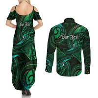 Personalised Polynesia Zodiac Taurus Couples Matching Summer Maxi Dress and Long Sleeve Button Shirt Galaxy Polynesian Pattern Chest Tattoo Style LT14 - Polynesian Pride
