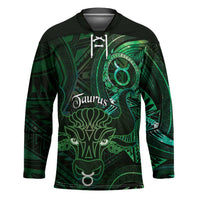Personalised Polynesia Zodiac Taurus Hockey Jersey Galaxy Polynesian Pattern Chest Tattoo Style LT14 Unisex Green - Polynesian Pride