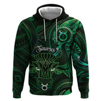 Personalised Polynesia Zodiac Taurus Hoodie Galaxy Polynesian Pattern Chest Tattoo Style LT14 Pullover Hoodie Green - Polynesian Pride