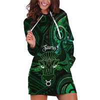 Personalised Polynesia Zodiac Taurus Hoodie Dress Galaxy Polynesian Pattern Chest Tattoo Style LT14 Green - Polynesian Pride