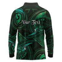 Personalised Polynesia Zodiac Taurus Long Sleeve Polo Shirt Galaxy Polynesian Pattern Chest Tattoo Style LT14 - Polynesian Pride