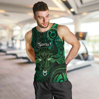 Personalised Polynesia Zodiac Taurus Men Tank Top Galaxy Polynesian Pattern Chest Tattoo Style LT14 Green - Polynesian Pride