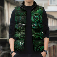 Personalised Polynesia Zodiac Taurus Sleeveless Puffer Jacket Galaxy Polynesian Pattern Chest Tattoo Style LT14 - Polynesian Pride