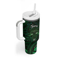 Personalised Polynesia Zodiac Taurus Tumbler With Handle Galaxy Polynesian Pattern Chest Tattoo Style LT14 - Polynesian Pride