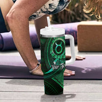 Personalised Polynesia Zodiac Taurus Tumbler With Handle Galaxy Polynesian Pattern Chest Tattoo Style LT14 - Polynesian Pride