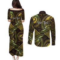 Personalised Polynesia Zodiac Gemini Couples Matching Puletasi and Long Sleeve Button Shirt Galaxy Polynesian Pattern Chest Tattoo Style LT14 - Polynesian Pride