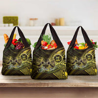 Personalised Polynesia Zodiac Gemini Grocery Bag Galaxy Polynesian Pattern Chest Tattoo Style LT14 3-pack One Size Yellow - Polynesian Pride