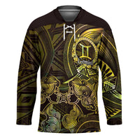 Personalised Polynesia Zodiac Gemini Hockey Jersey Galaxy Polynesian Pattern Chest Tattoo Style LT14 Unisex Yellow - Polynesian Pride