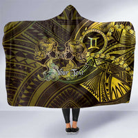 Personalised Polynesia Zodiac Gemini Hooded Blanket Galaxy Polynesian Pattern Chest Tattoo Style LT14 One Size Yellow - Polynesian Pride