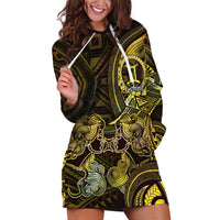 Personalised Polynesia Zodiac Gemini Hoodie Dress Galaxy Polynesian Pattern Chest Tattoo Style LT14 Yellow - Polynesian Pride