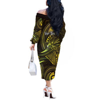 Personalised Polynesia Zodiac Gemini Off The Shoulder Long Sleeve Dress Galaxy Polynesian Pattern Chest Tattoo Style LT14 - Polynesian Pride