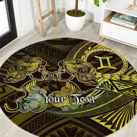 Personalised Polynesia Zodiac Gemini Round Carpet Galaxy Polynesian Pattern Chest Tattoo Style LT14 Yellow - Polynesian Pride
