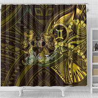 Personalised Polynesia Zodiac Gemini Shower Curtain Galaxy Polynesian Pattern Chest Tattoo Style LT14 - Polynesian Pride