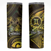 Personalised Polynesia Zodiac Gemini Skinny Tumbler Galaxy Polynesian Pattern Chest Tattoo Style LT14 Yellow - Polynesian Pride