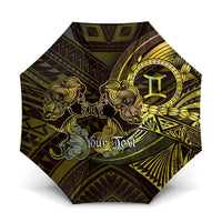 Personalised Polynesia Zodiac Gemini Umbrella Galaxy Polynesian Pattern Chest Tattoo Style LT14 One Size Folded 11.42 inch Opened Diameter 37.4 inch Yellow - Polynesian Pride