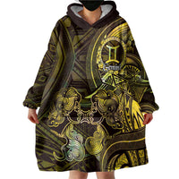 Personalised Polynesia Zodiac Gemini Wearable Blanket Hoodie Galaxy Polynesian Pattern Chest Tattoo Style LT14 - Polynesian Pride