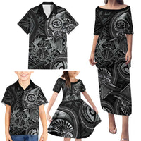 Personalised Polynesia Zodiac Cancer Family Matching Puletasi and Hawaiian Shirt Galaxy Polynesian Pattern Chest Tattoo Style