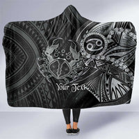 Personalised Polynesia Zodiac Cancer Hooded Blanket Galaxy Polynesian Pattern Chest Tattoo Style LT14 One Size Black - Polynesian Pride