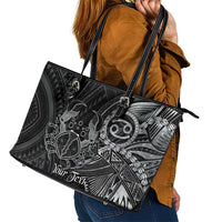 Personalised Polynesia Zodiac Cancer Leather Tote Bag Galaxy Polynesian Pattern Chest Tattoo Style LT14 - Polynesian Pride