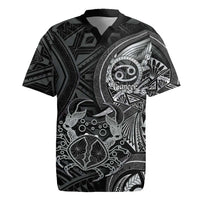 Personalised Polynesia Zodiac Cancer Rugby Jersey Galaxy Polynesian Pattern Chest Tattoo Style LT14 Black - Polynesian Pride