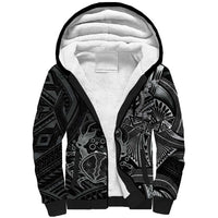 Personalised Polynesia Zodiac Cancer Sherpa Hoodie Galaxy Polynesian Pattern Chest Tattoo Style LT14 Unisex Black - Polynesian Pride