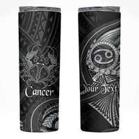 Personalised Polynesia Zodiac Cancer Skinny Tumbler Galaxy Polynesian Pattern Chest Tattoo Style LT14 Black - Polynesian Pride