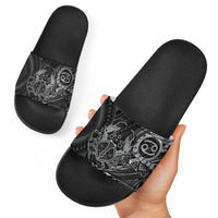 Personalised Polynesia Zodiac Cancer Slide Sandals Galaxy Polynesian Pattern Chest Tattoo Style LT14 - Polynesian Pride