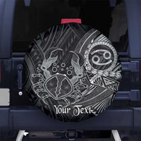 Personalised Polynesia Zodiac Cancer Spare Tire Cover Galaxy Polynesian Pattern Chest Tattoo Style LT14 No hole Black - Polynesian Pride