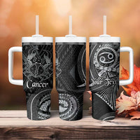 Personalised Polynesia Zodiac Cancer Tumbler With Handle Galaxy Polynesian Pattern Chest Tattoo Style LT14 - Polynesian Pride
