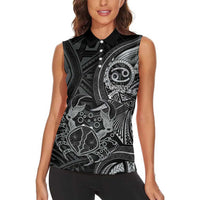 Personalised Polynesia Zodiac Cancer Women Sleeveless Polo Shirt Galaxy Polynesian Pattern Chest Tattoo Style LT14 - Polynesian Pride
