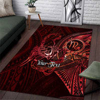 Personalised Polynesia Zodiac Scorpio Area Rug Galaxy Polynesian Pattern Chest Tattoo Style LT14 Red - Polynesian Pride