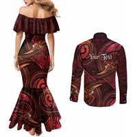 Personalised Polynesia Zodiac Scorpio Couples Matching Mermaid Dress and Long Sleeve Button Shirt Galaxy Polynesian Pattern Chest Tattoo Style LT14 - Polynesian Pride