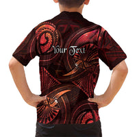 Personalised Polynesia Zodiac Scorpio Family Matching Off The Shoulder Long Sleeve Dress and Hawaiian Shirt Galaxy Polynesian Pattern Chest Tattoo Style