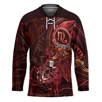 Personalised Polynesia Zodiac Scorpio Hockey Jersey Galaxy Polynesian Pattern Chest Tattoo Style LT14 Unisex Red - Polynesian Pride