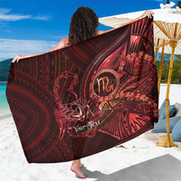 Personalised Polynesia Zodiac Scorpio Sarong Galaxy Polynesian Pattern Chest Tattoo Style LT14 One Size 44 x 66 inches Red - Polynesian Pride