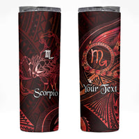 Personalised Polynesia Zodiac Scorpio Skinny Tumbler Galaxy Polynesian Pattern Chest Tattoo Style LT14 Red - Polynesian Pride