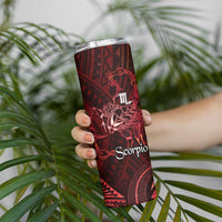 Personalised Polynesia Zodiac Scorpio Skinny Tumbler Galaxy Polynesian Pattern Chest Tattoo Style LT14 - Polynesian Pride